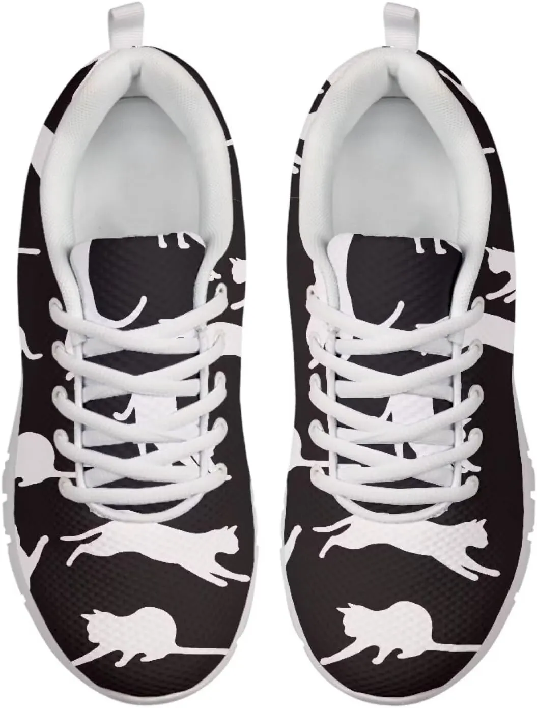 AmzPrint Women Mens Walking Lightweigh Shoes White Sole Animal Print Shoes for Women Black Sneakers Size 5.5-13.5