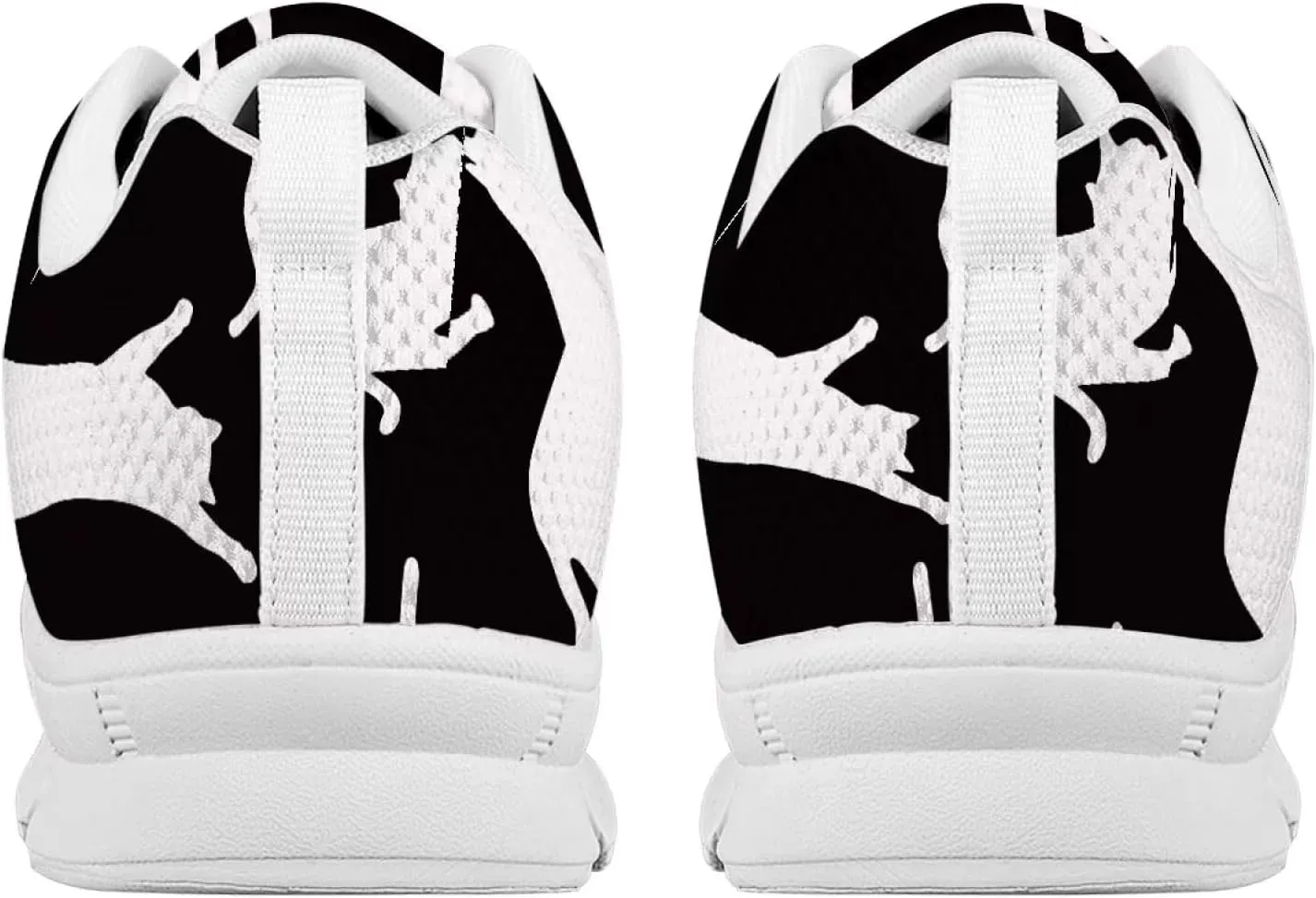 AmzPrint Women Mens Walking Lightweigh Shoes White Sole Animal Print Shoes for Women Black Sneakers Size 5.5-13.5