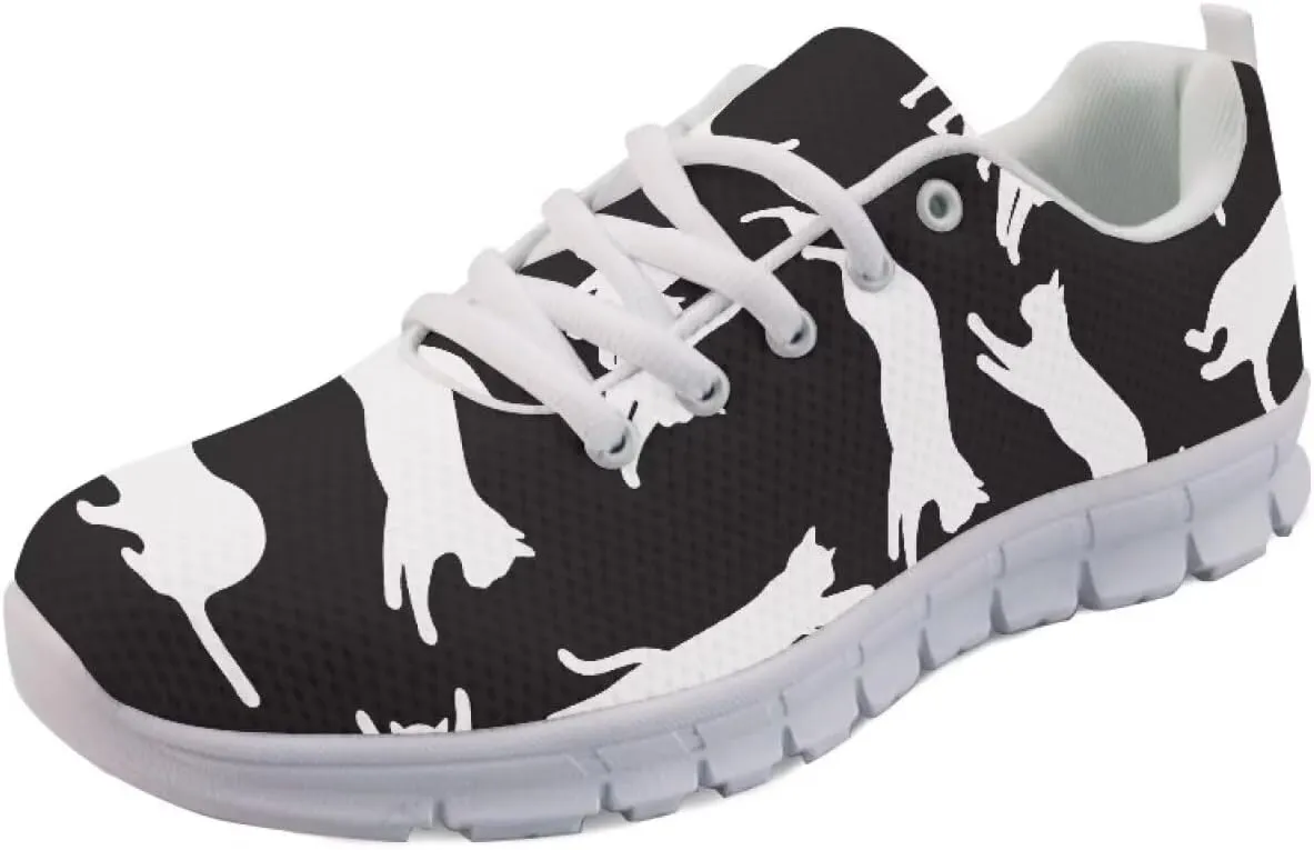 AmzPrint Women Mens Walking Lightweigh Shoes White Sole Animal Print Shoes for Women Black Sneakers Size 5.5-13.5
