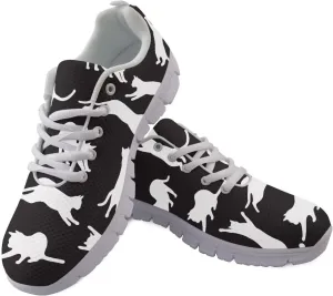AmzPrint Women Mens Walking Lightweigh Shoes White Sole Animal Print Shoes for Women Black Sneakers Size 5.5-13.5