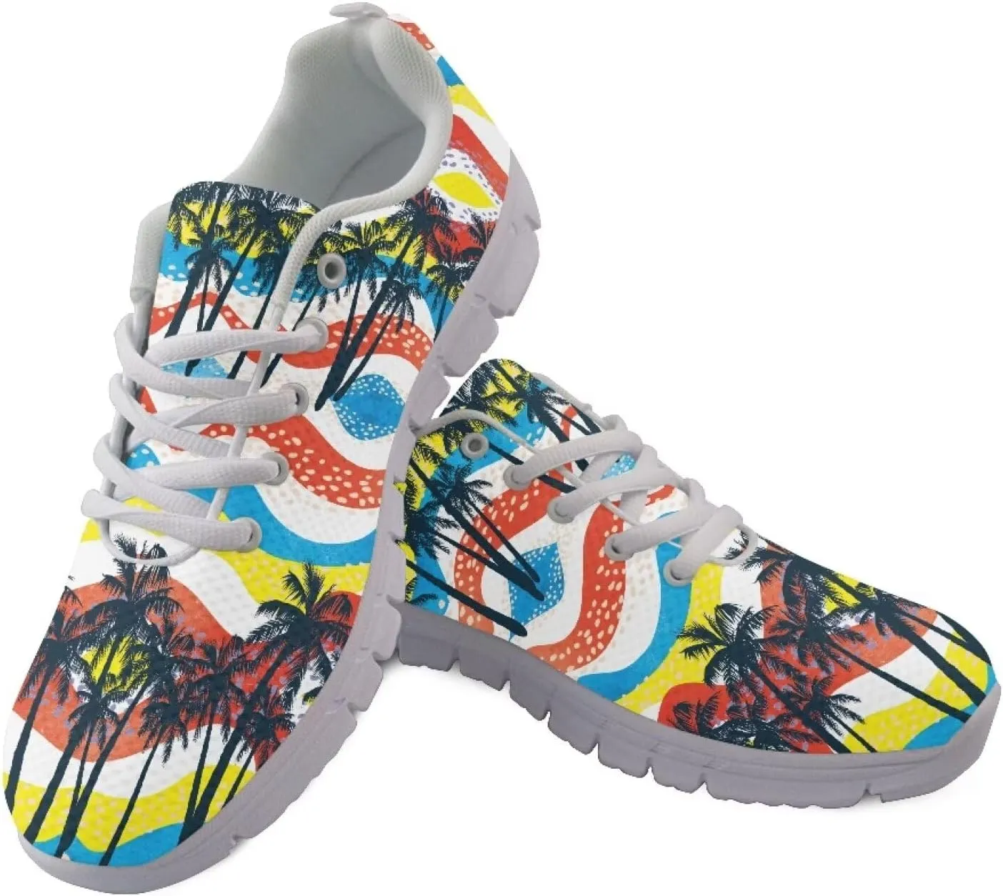 AmzPrint Women Mens Walking Lightweigh Shoes White Sole Animal Print Shoes for Women Black Sneakers Size 5.5-13.5