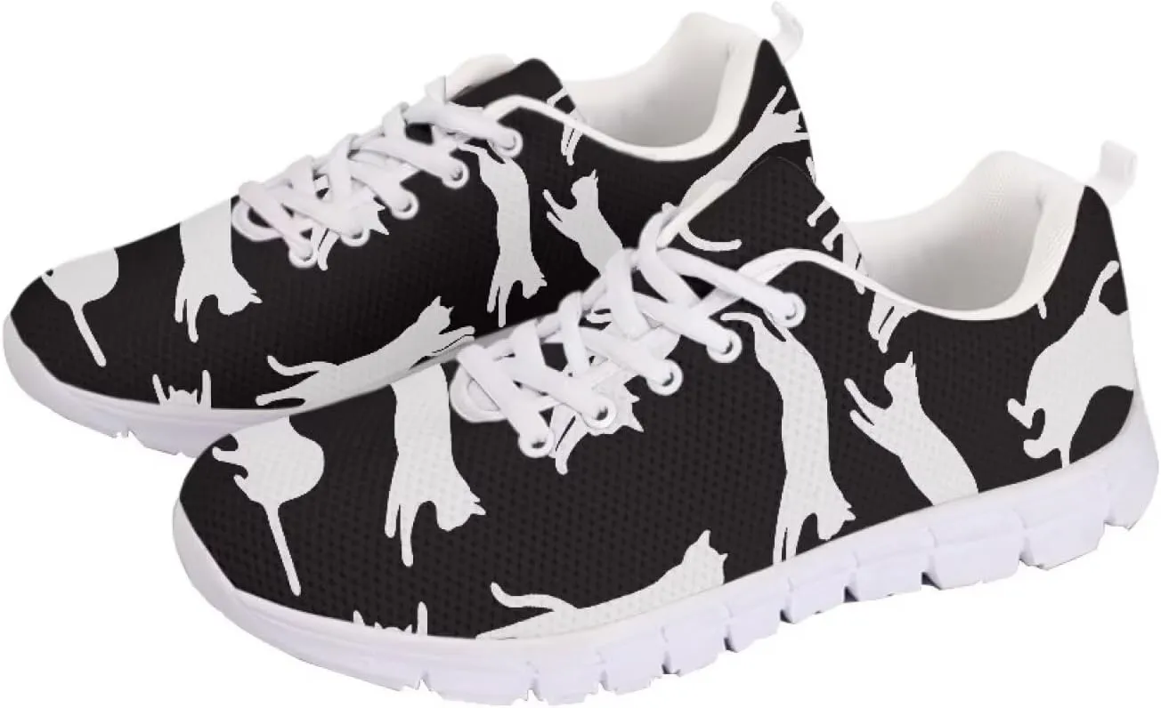 AmzPrint Women Mens Walking Lightweigh Shoes White Sole Animal Print Shoes for Women Black Sneakers Size 5.5-13.5