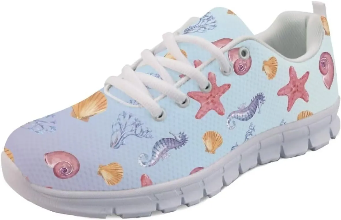 AmzPrint Women's Lightweight Work Casual Tennis Walking Shoes Cute Comfortable Work White Sole Running Shoes for Women
