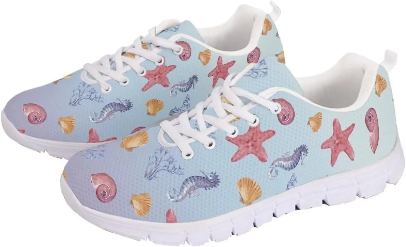 AmzPrint Women's Lightweight Work Casual Tennis Walking Shoes Cute Comfortable Work White Sole Running Shoes for Women