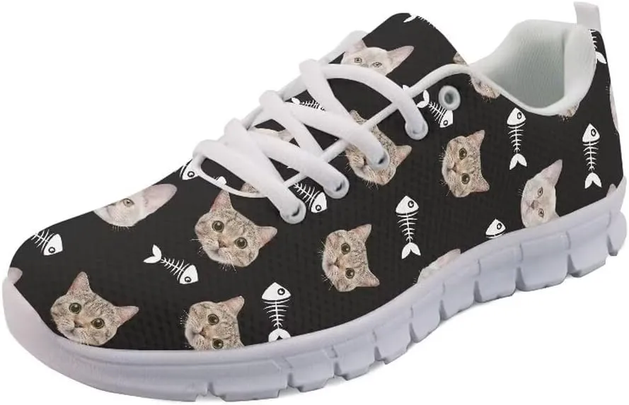 AmzPrint Womens Men Air Cushion Mesh Breathable Non Slip Running Walking Shoes White Sole Women Work Fashion Gym Sneakers