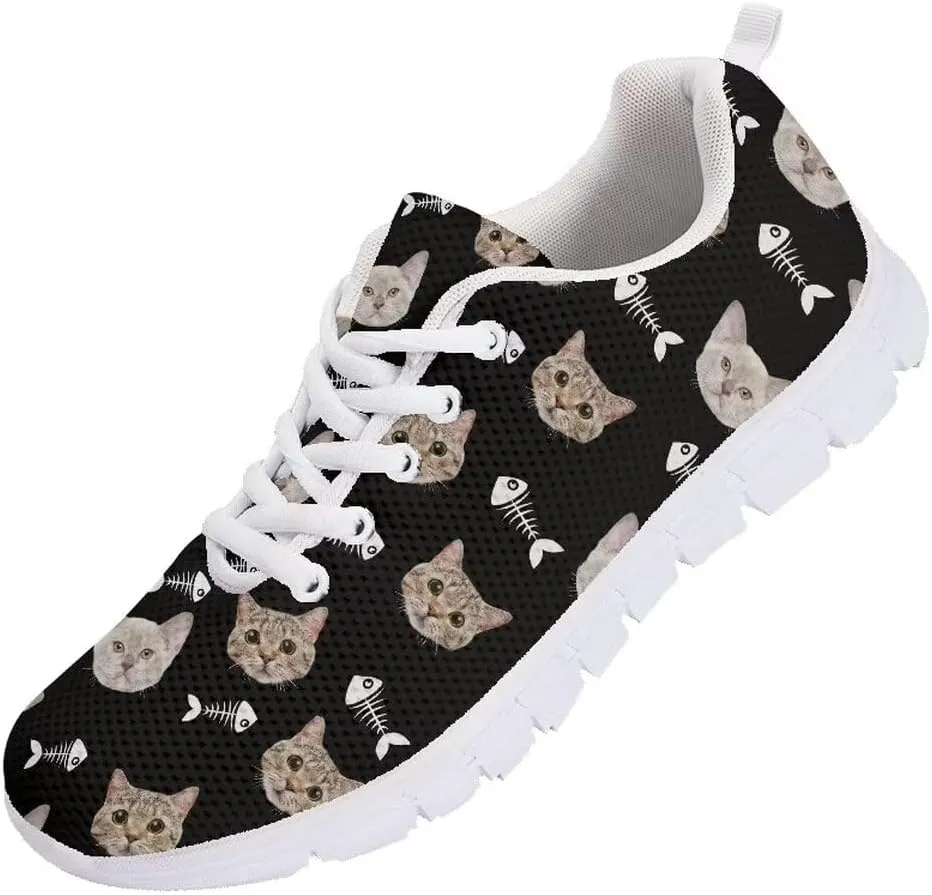 AmzPrint Womens Men Air Cushion Mesh Breathable Non Slip Running Walking Shoes White Sole Women Work Fashion Gym Sneakers