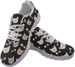 AmzPrint Womens Men Air Cushion Mesh Breathable Non Slip Running Walking Shoes White Sole Women Work Fashion Gym Sneakers
