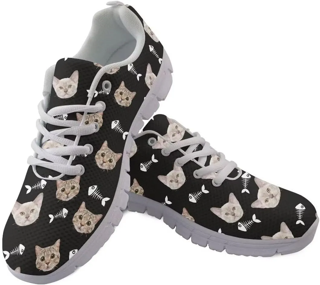 AmzPrint Womens Men Air Cushion Mesh Breathable Non Slip Running Walking Shoes White Sole Women Work Fashion Gym Sneakers