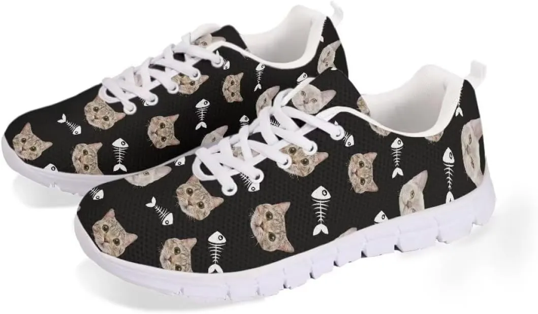 AmzPrint Womens Men Air Cushion Mesh Breathable Non Slip Running Walking Shoes White Sole Women Work Fashion Gym Sneakers