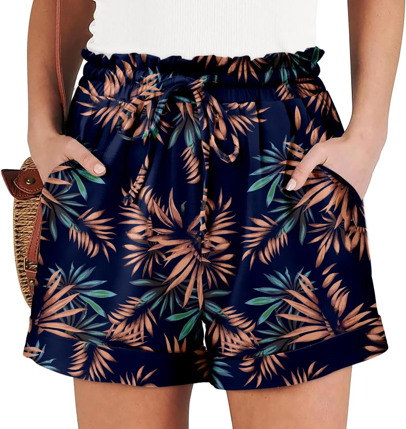 Angerella Women Casual Shorts Drawstring Comfy Elastic Waist Shorts Summer Pull On Short Pants with Pockets