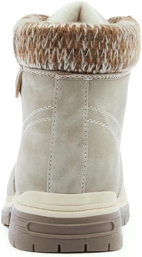ANJOUFEMME Casual Winter Hiking Boots For Women - Womens Outdoor Snow Ankle Boots Waterproof Lightweight Lace up Fur Lined Walking Hiking Shoes