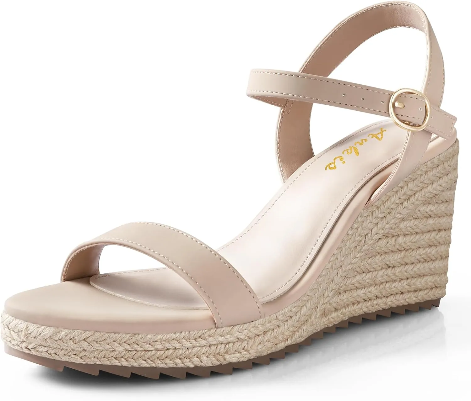 Ankis Platform Wedge Sandals for Women, Black Brown White Nude Espadrille Womens Wedge Sandals Comfortable Open Toe Ankle Strap High Heel Wedges for Women Dressy Summer -3.4Inch