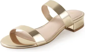 Ankis Women Black White Nude Clear Heels Sandals - 1 Inch Heels for Women Low Chunky Block Heels Comfortable Two Strap Open Toe Flat Sandals Shoe for Dressy Wedding Summer