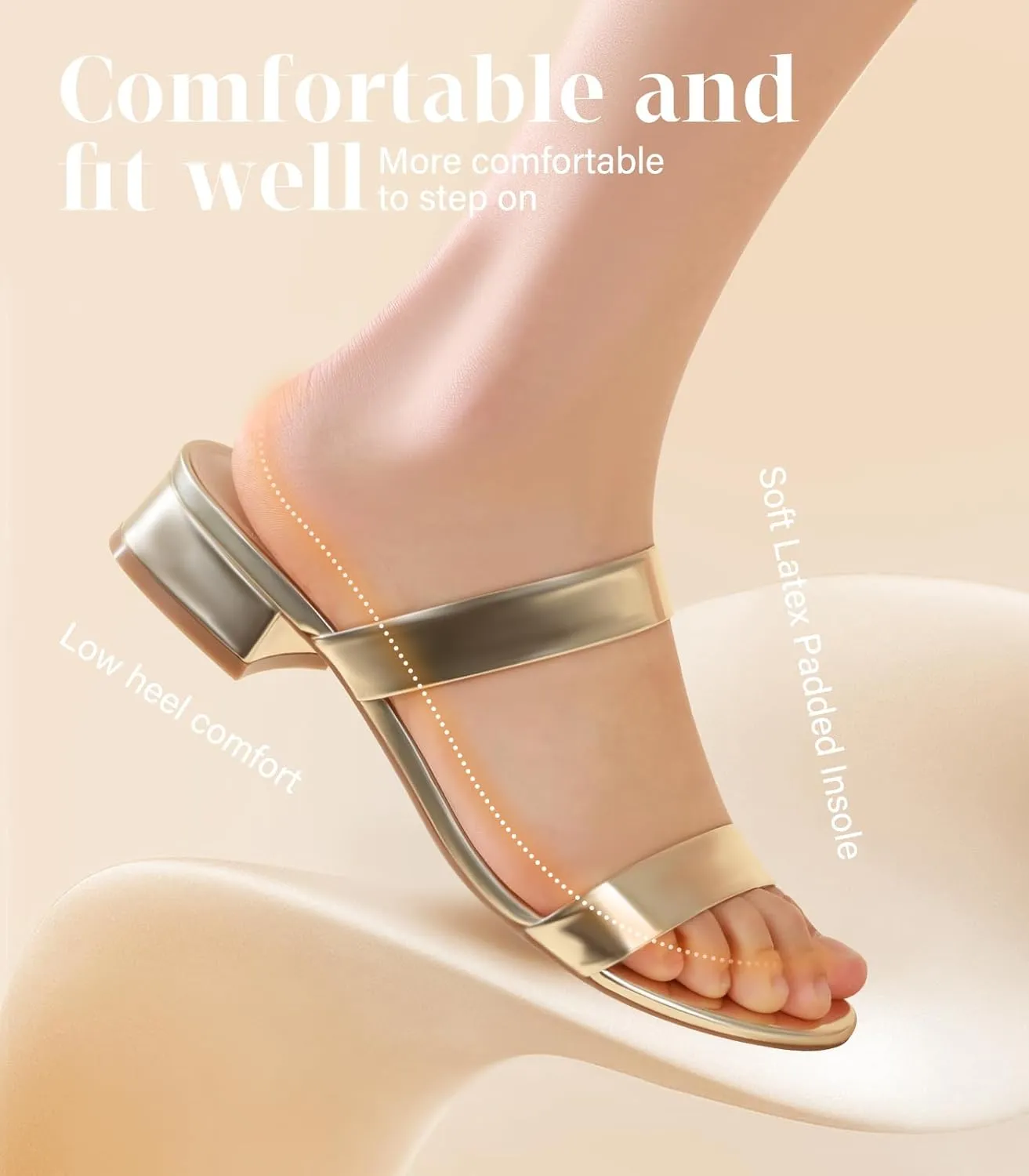 Ankis Women Black White Nude Clear Heels Sandals - 1 Inch Heels for Women Low Chunky Block Heels Comfortable Two Strap Open Toe Flat Sandals Shoe for Dressy Wedding Summer