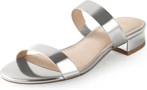 Ankis Women Black White Nude Clear Heels Sandals - 1 Inch Heels for Women Low Chunky Block Heels Comfortable Two Strap Open Toe Flat Sandals Shoe for Dressy Wedding Summer