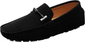 ANUFER Mens Elegant Buckle Loafers Comfort Suede Driving Shoes Stylish Moccasin Slippers