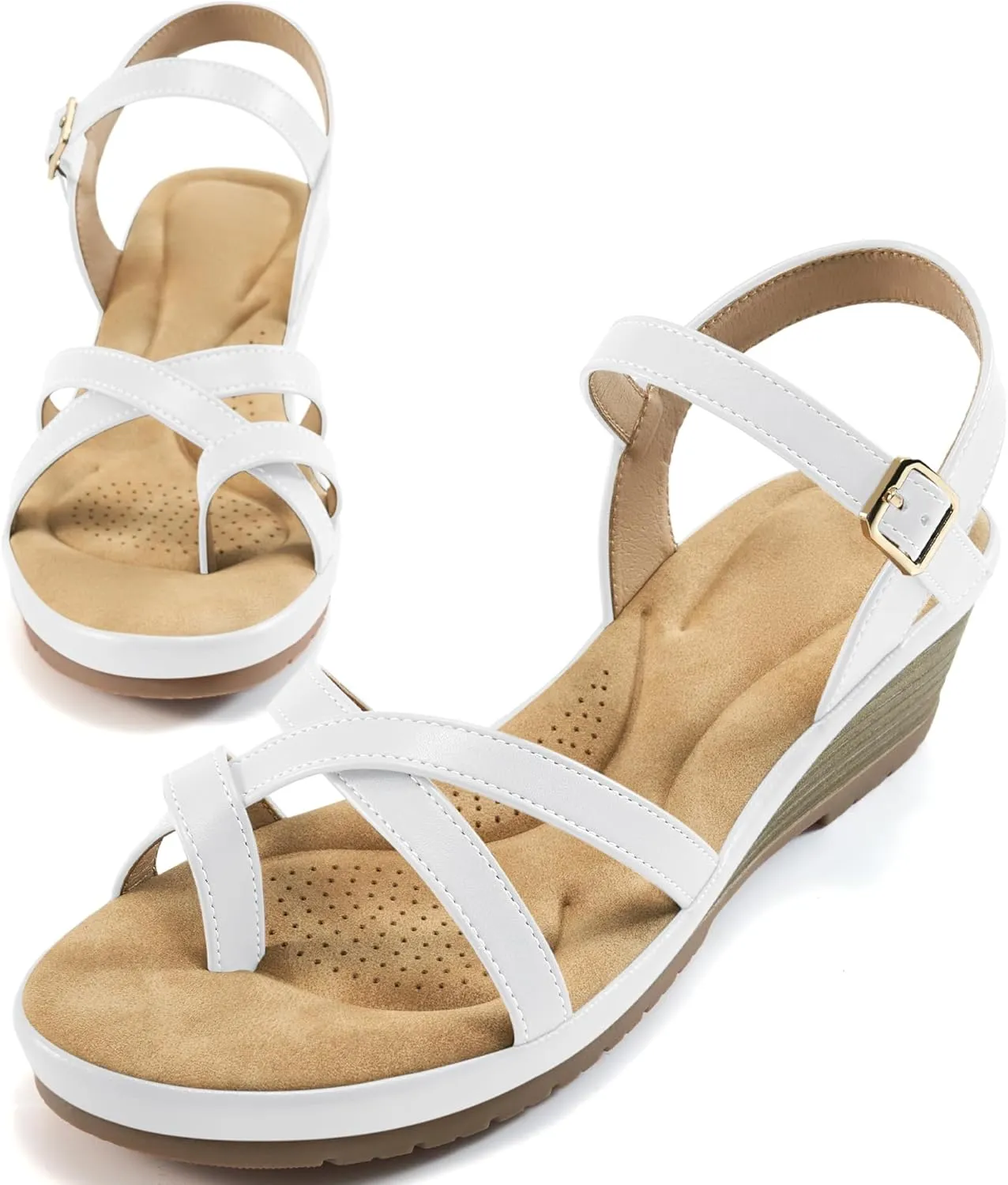 Aomigoct Dressy Womens Wedge Sandals: Comfortable Platform Work Sandals for Women 2025 - Casual Walking Wedding Shoes