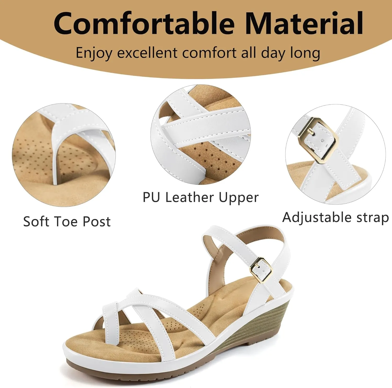 Aomigoct Dressy Womens Wedge Sandals: Comfortable Platform Work Sandals for Women 2025 - Casual Walking Wedding Shoes