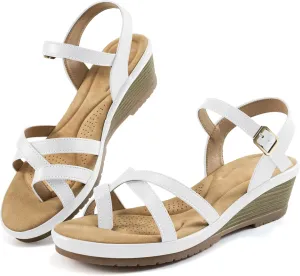 Aomigoct Dressy Womens Wedge Sandals: Comfortable Platform Work Sandals for Women 2025 - Casual Walking Wedding Shoes