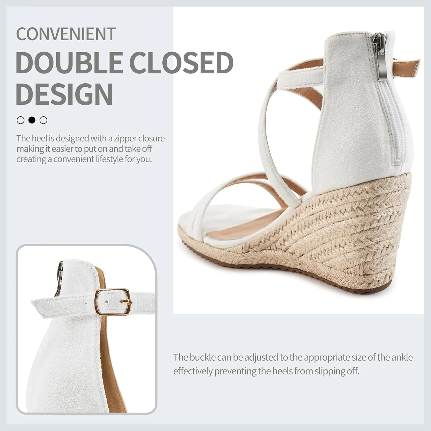 Aomigoct Wedge Sandals for Women Dressy - Suede Platform Wedges for Party - Fashion Ladies Open Toe Summer Espadrille Shoes