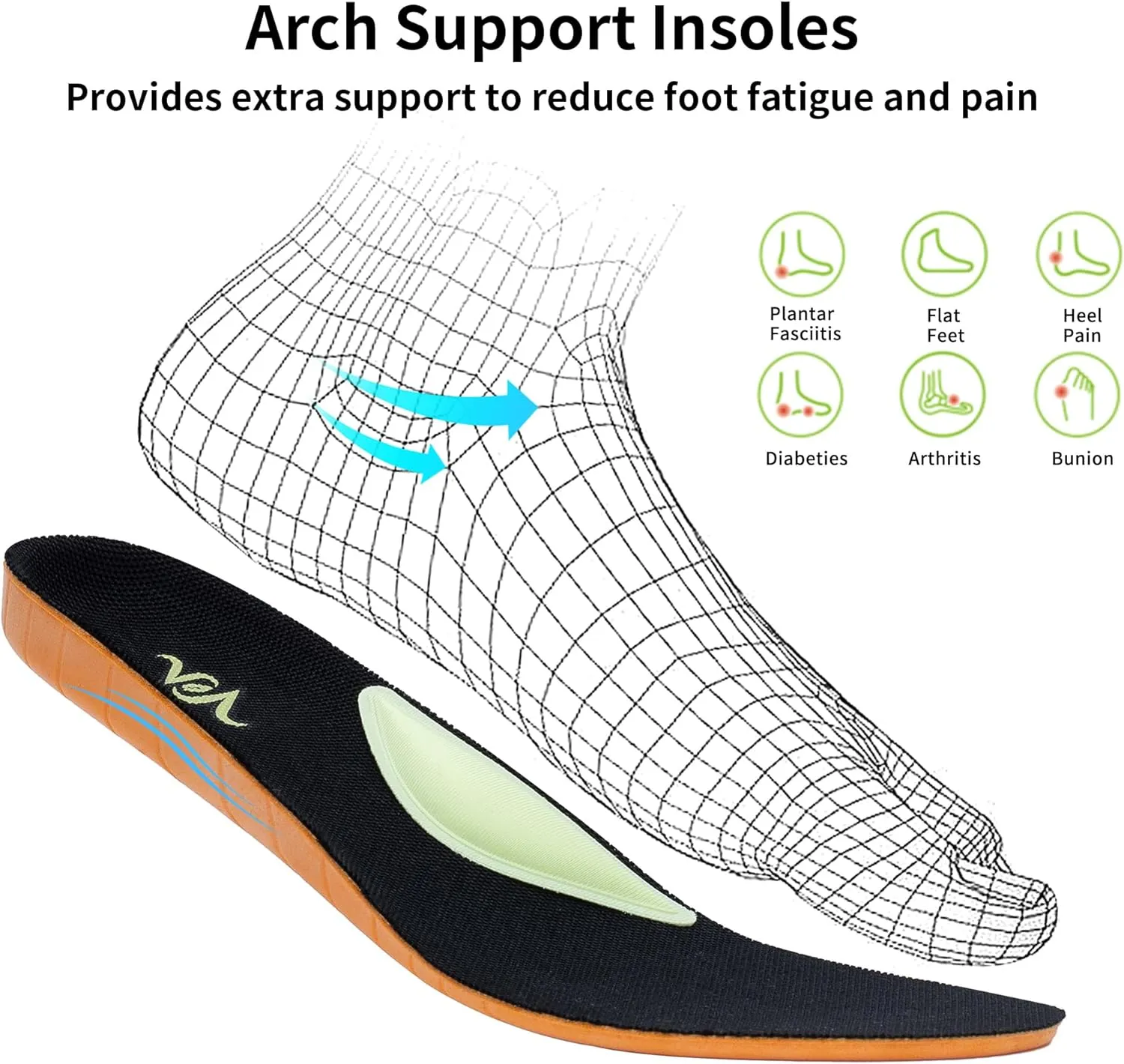 AOV Women Arch Support Walking Shoes Orthotic Tennis Sneakers for Plantar Fasciitis Athletic Running Shoes