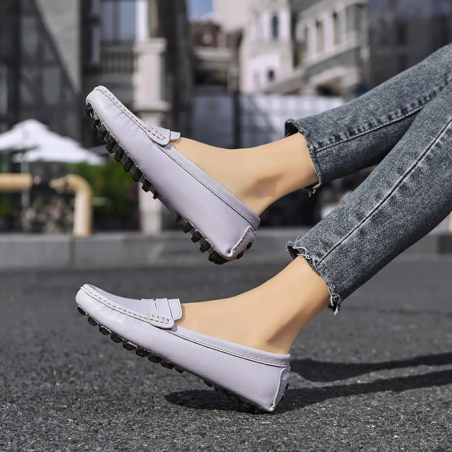 Artisure Women's Classic Comfort Leather Penny Loafers Casual Slip-Ons Lightweight Walking Flats Driving Mocs Boat Shoes