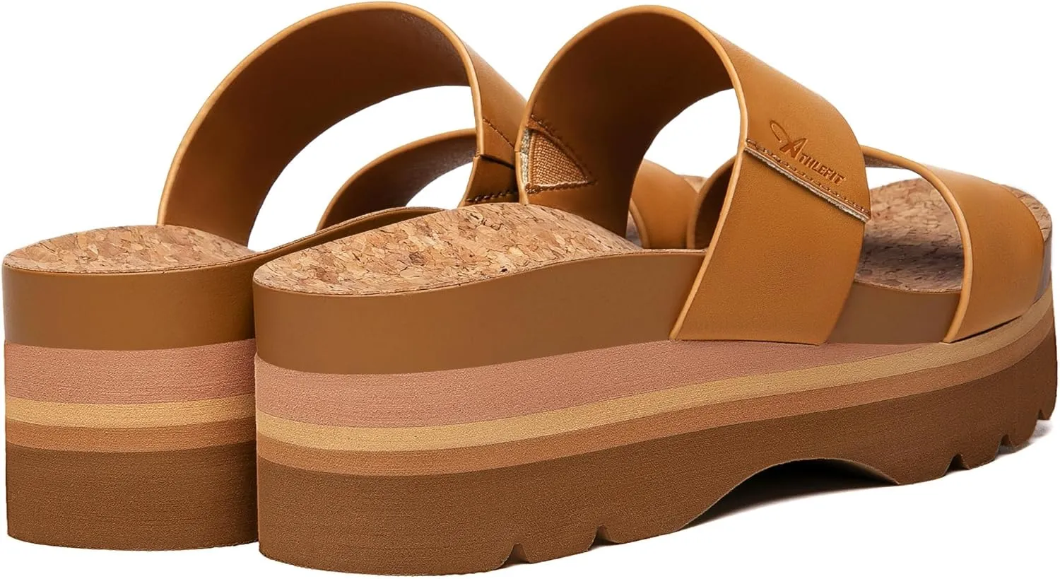 Athlefit Women's Arch Support Platfrom Slide Sandals Comfortable Crok Footbed Open Toe Slip On Summer Flatform Wedge Sandals