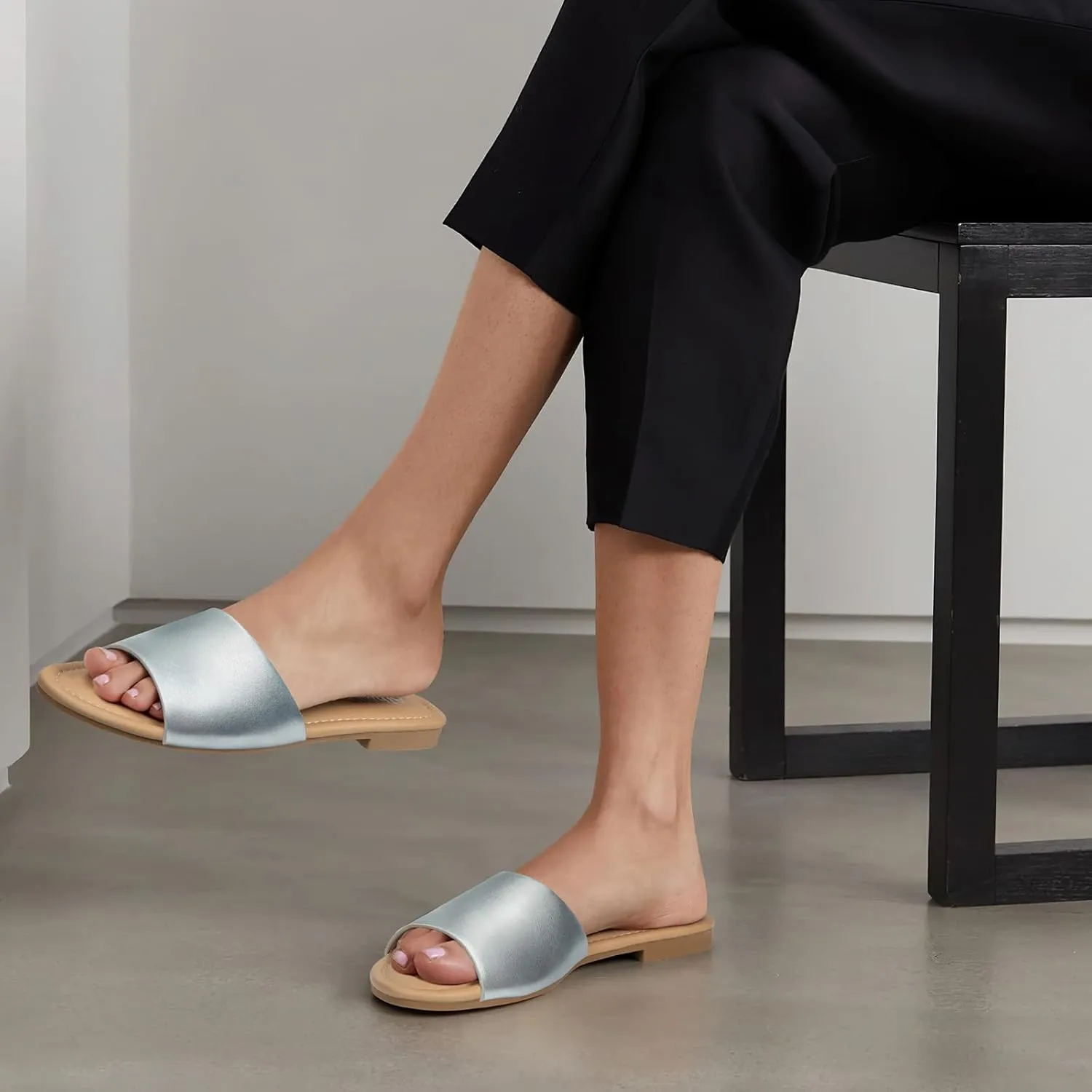 ATHMILE Sandals for Women 2025 One Band Womens Sandals Dressy Open Toe Flats Summer Slides for Casual Party Cute Beach