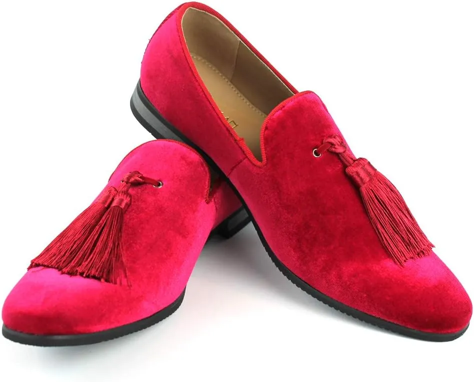 AZAR MAN Men's Velvet Slip On Loafer Dress Shoes Tudors