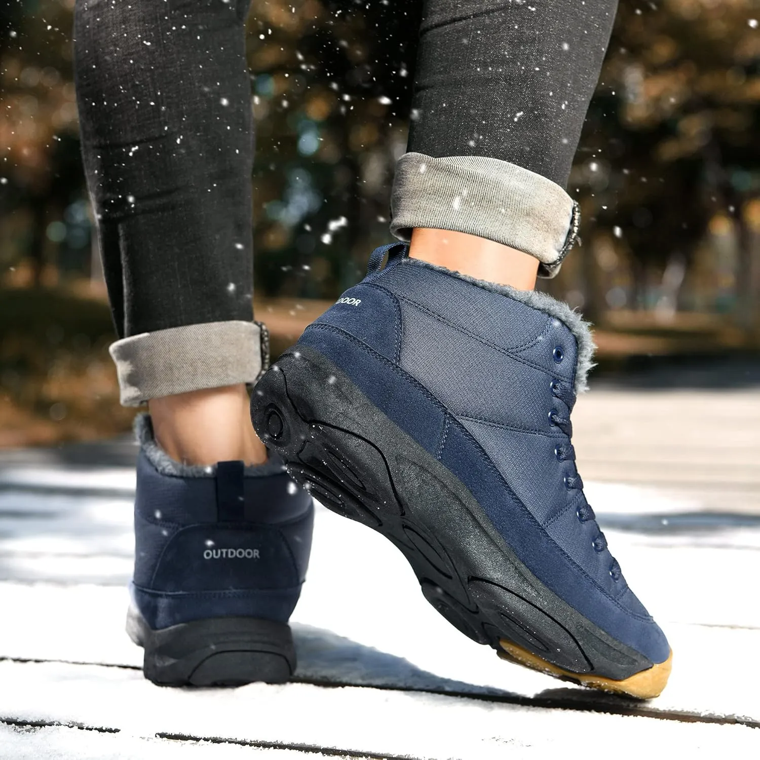 Azooken Men's Winter Backpacking Snow Boots Warm Water Resistant Fully Fur Lined Trekking Shoes Non Slip Casual Comfortable Hiking Boot