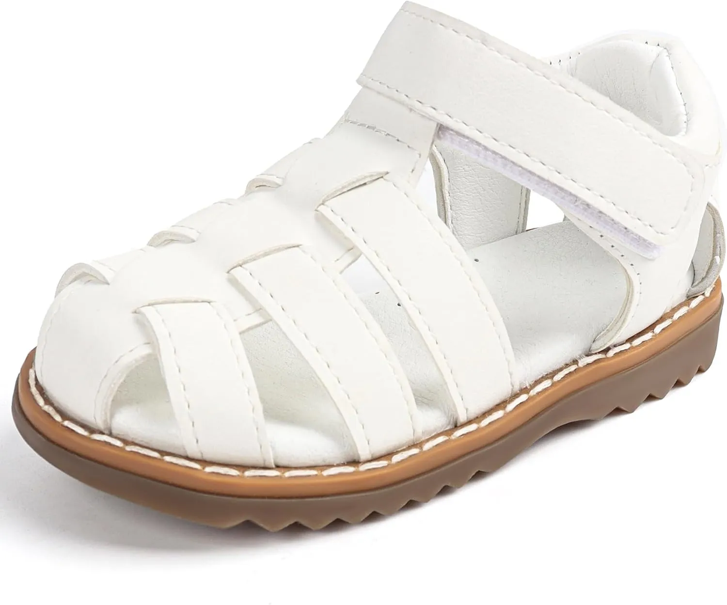 Baby Boys Girls Closed Toe Summer Sandals Lightweight Non-Slip Soft Sole Leather Athletic Sandals Outdoor Toddler First Walking Shoes