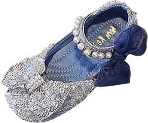 Baby Infant Pearl Sequins Sandals Toddler Newborn Girls Wedding Birthday High Heel Bow Cap Toe Shoes Comfy Cute Sandals