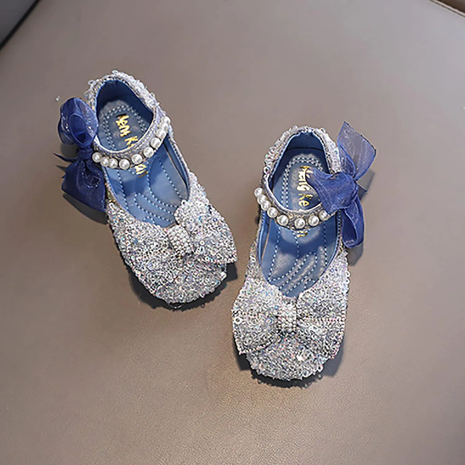 Baby Infant Pearl Sequins Sandals Toddler Newborn Girls Wedding Birthday High Heel Bow Cap Toe Shoes Comfy Cute Sandals