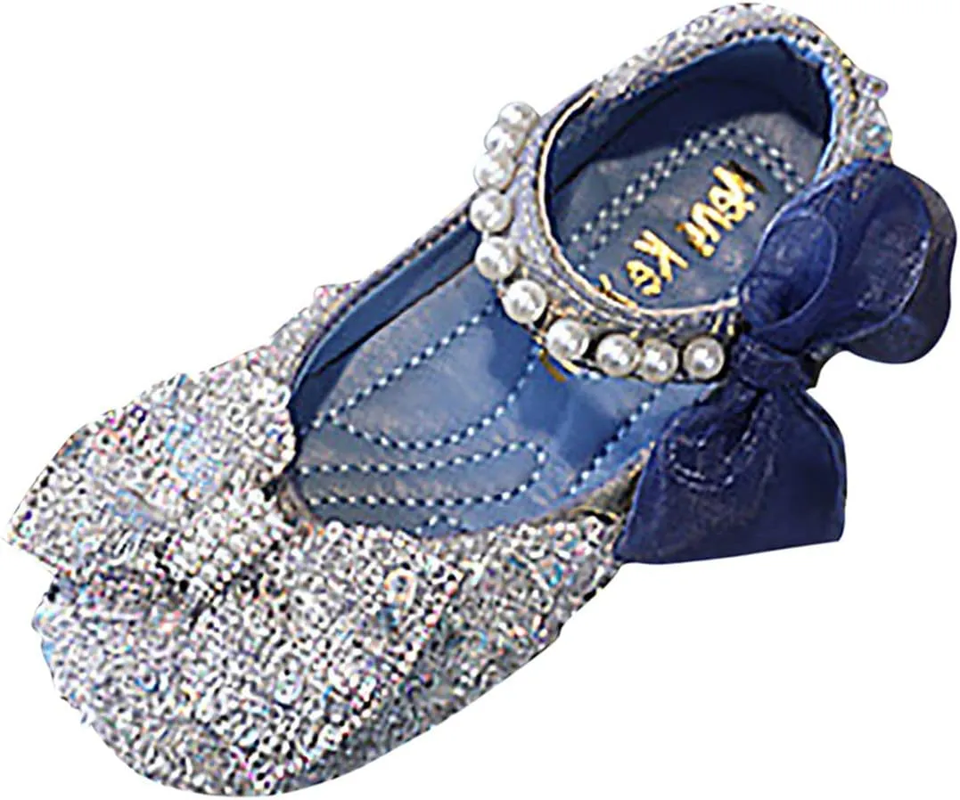 Baby Infant Pearl Sequins Sandals Toddler Newborn Girls Wedding Birthday High Heel Bow Cap Toe Shoes Comfy Cute Sandals