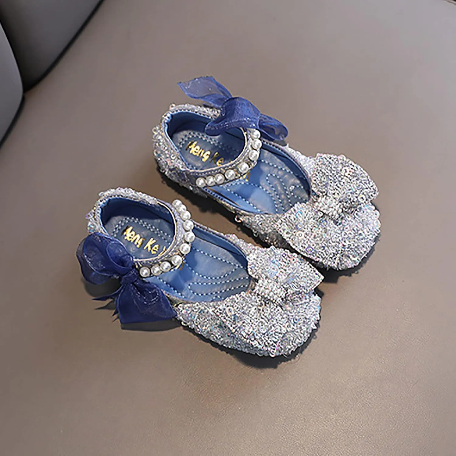 Baby Infant Pearl Sequins Sandals Toddler Newborn Girls Wedding Birthday High Heel Bow Cap Toe Shoes Comfy Cute Sandals