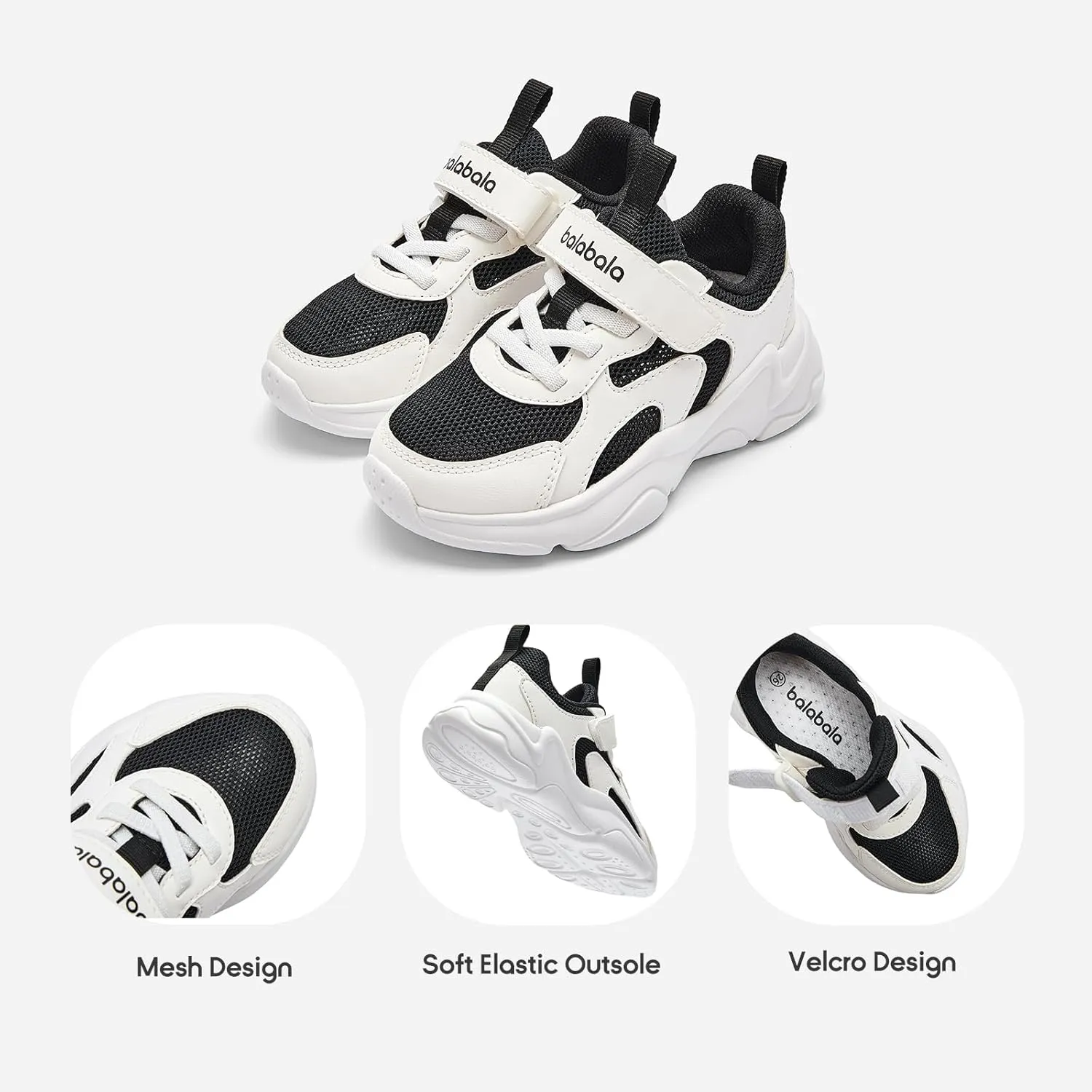 Balabala Kids Boys Girls Sneakers Breathable Athletic Sport Running Walking Tennis Shoes