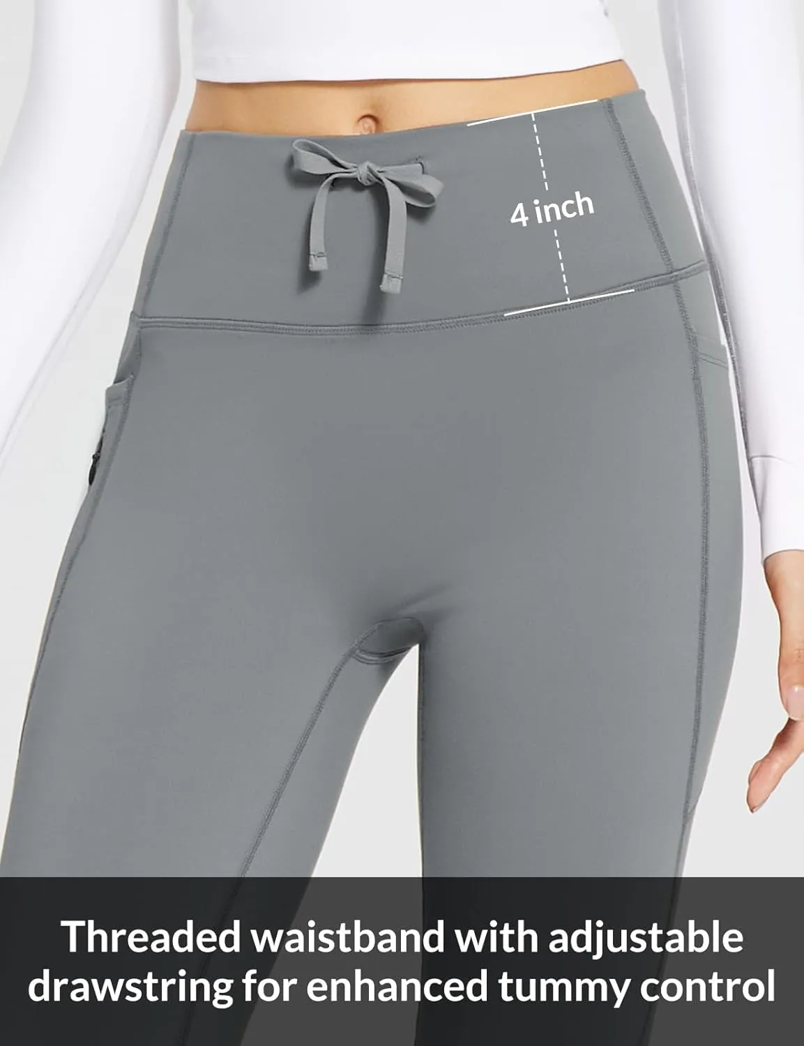 baleaf Women's Fleece Lined Pants Winter Thermal Warm Bootcut Flare Leggings Hiking Yoga Pants with Zip Pockets Cold Weather