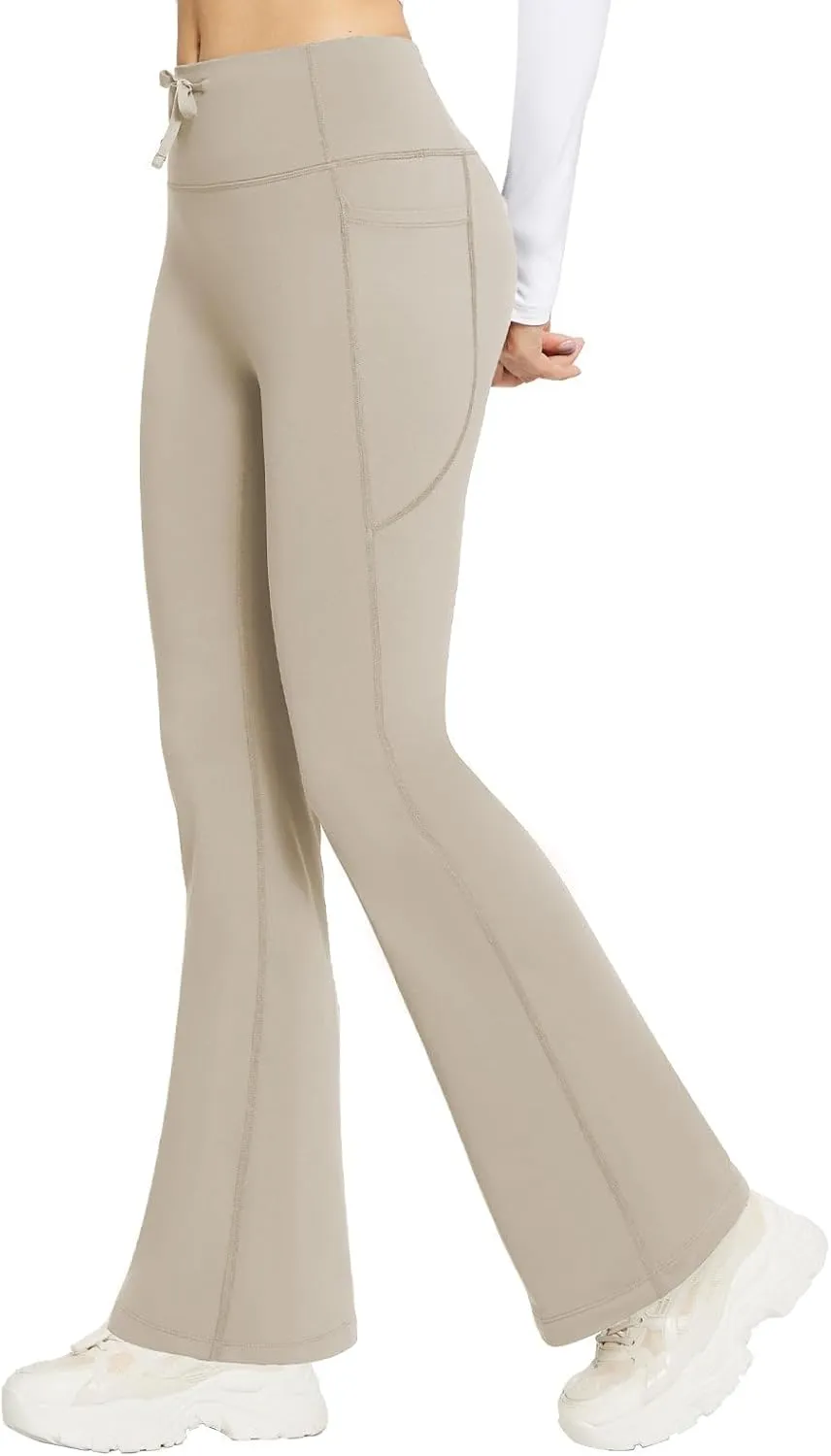 baleaf Women's Fleece Lined Pants Winter Thermal Warm Bootcut Flare Leggings Hiking Yoga Pants with Zip Pockets Cold Weather