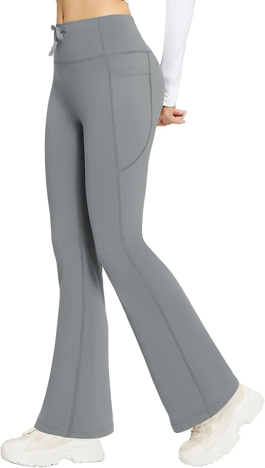 baleaf Women's Fleece Lined Pants Winter Thermal Warm Bootcut Flare Leggings Hiking Yoga Pants with Zip Pockets Cold Weather