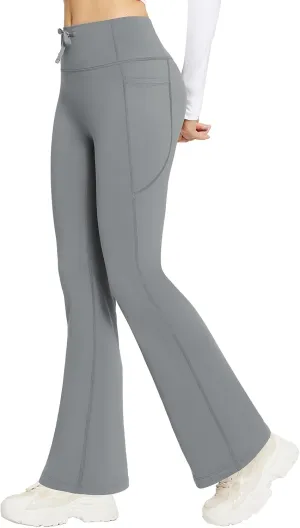 baleaf Women's Fleece Lined Pants Winter Thermal Warm Bootcut Flare Leggings Hiking Yoga Pants with Zip Pockets Cold Weather