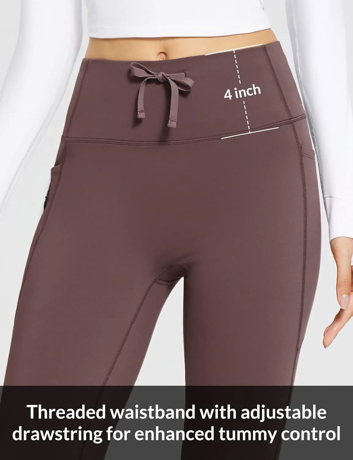 baleaf Women's Fleece Lined Pants Winter Thermal Warm Bootcut Flare Leggings Hiking Yoga Pants with Zip Pockets Cold Weather