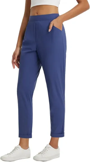 baleaf Womens Travel Pants Stretch with Zipper Pockets Petite Ankle Dressy Work Business Casual Golf Slacks