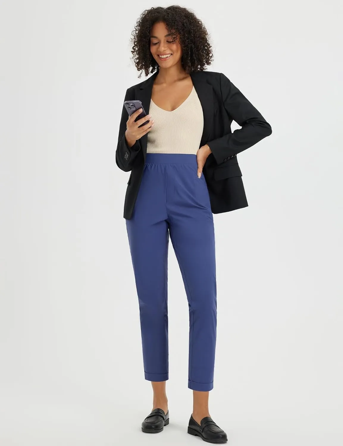 baleaf Womens Travel Pants Stretch with Zipper Pockets Petite Ankle Dressy Work Business Casual Golf Slacks