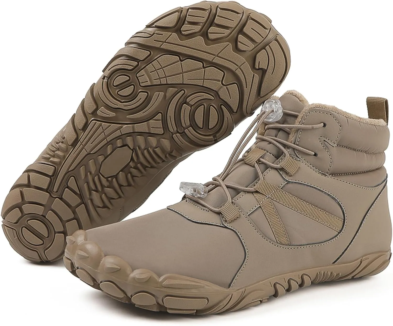 Barefoot Shoes Fur Lined Winter Mens Wide Toe Box Trail Runner Women Zero Drop Sole High top Walking Shoes Minimalist Outdoor Hiking Trekking Boots Sneakers