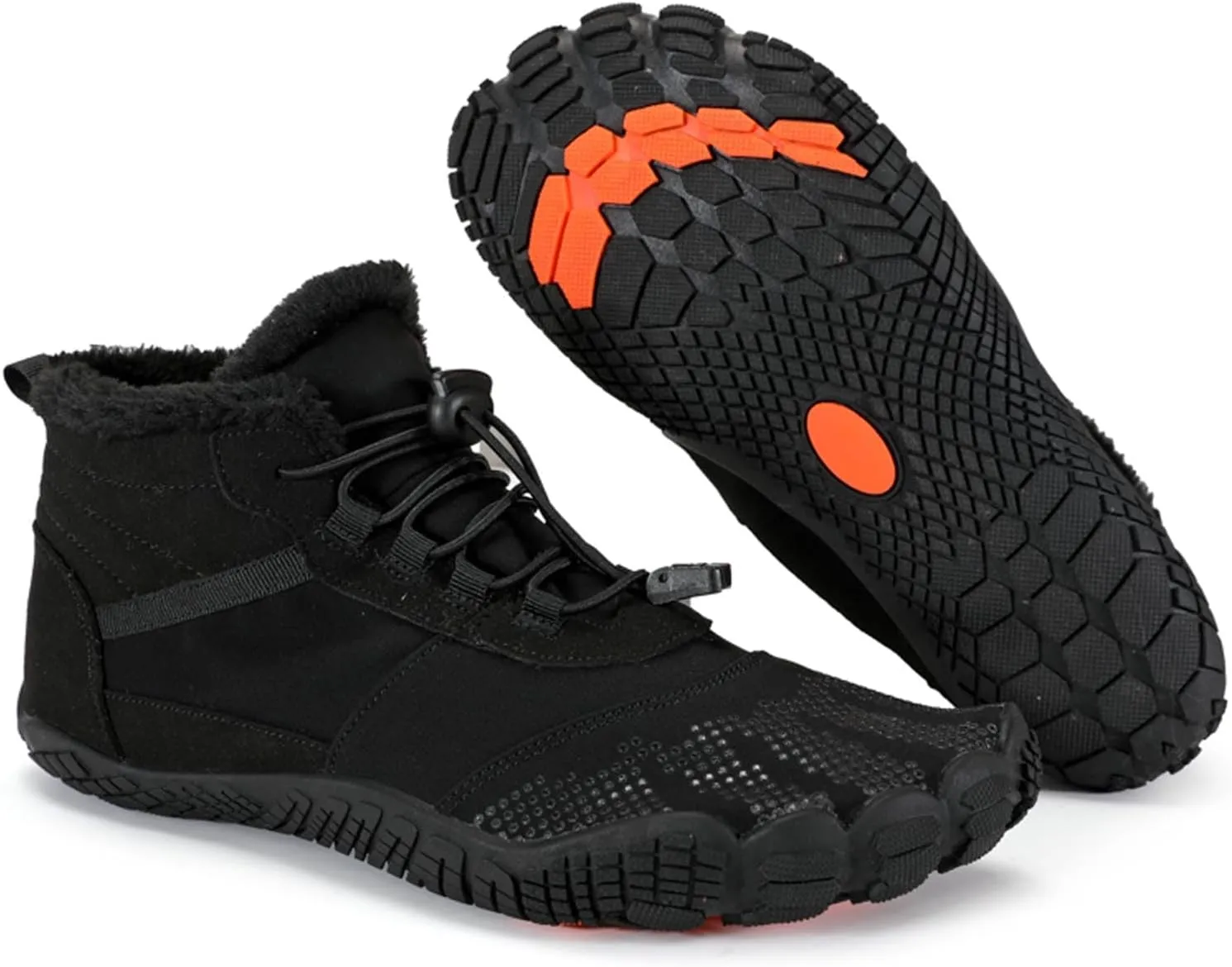 Barefoot Shoes Men's Womens Wide Toe Box Winter Trail Runner Minimalist Zero Drop Sole Cotton Boots Fur Lined Hiking Walking Shoes
