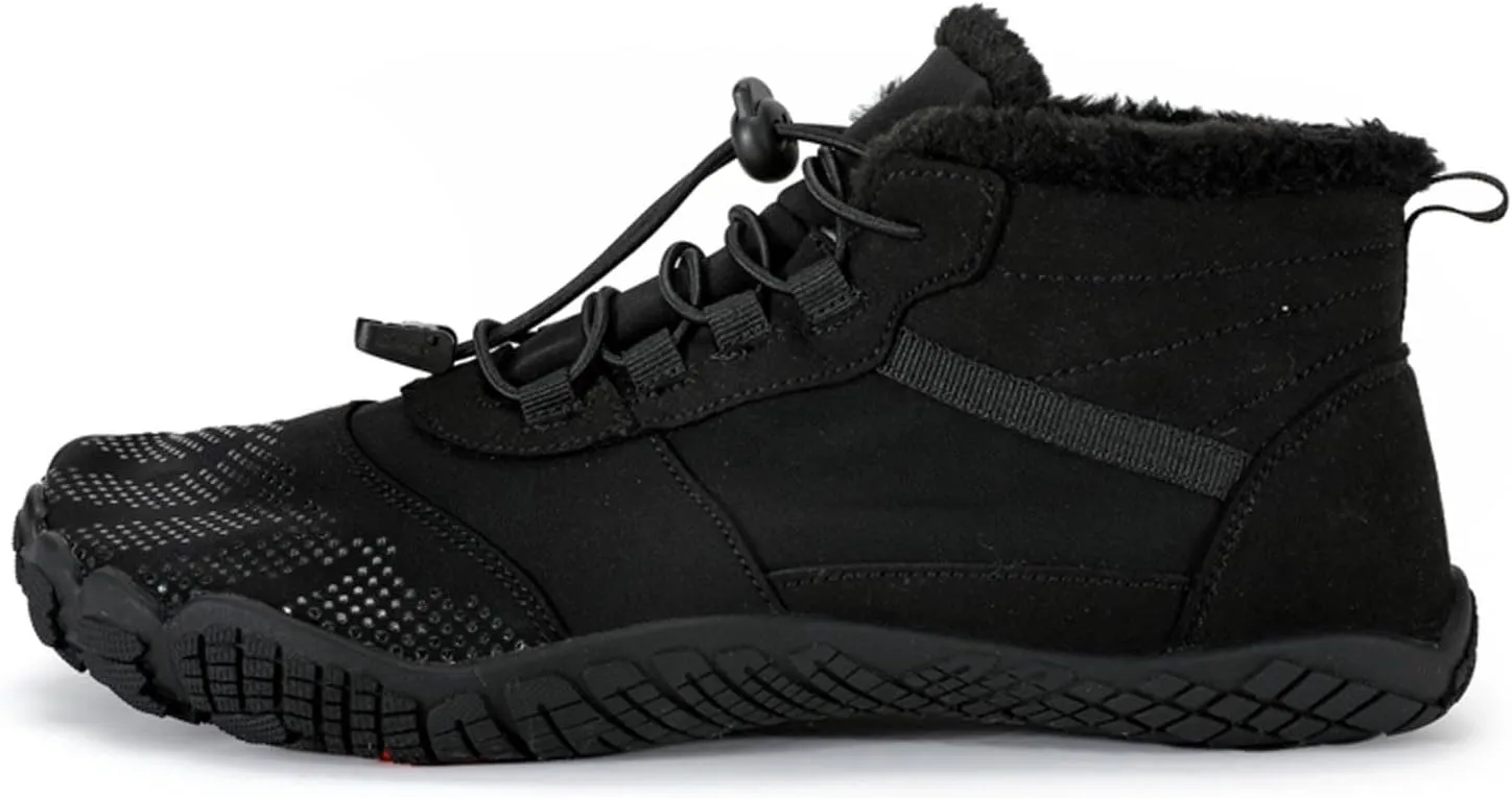 Barefoot Shoes Men's Womens Wide Toe Box Winter Trail Runner Minimalist Zero Drop Sole Cotton Boots Fur Lined Hiking Walking Shoes