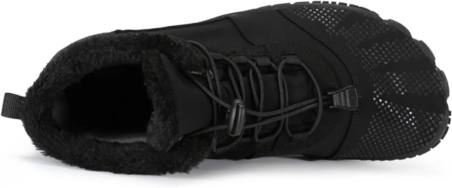 Barefoot Shoes Men's Womens Wide Toe Box Winter Trail Runner Minimalist Zero Drop Sole Cotton Boots Fur Lined Hiking Walking Shoes