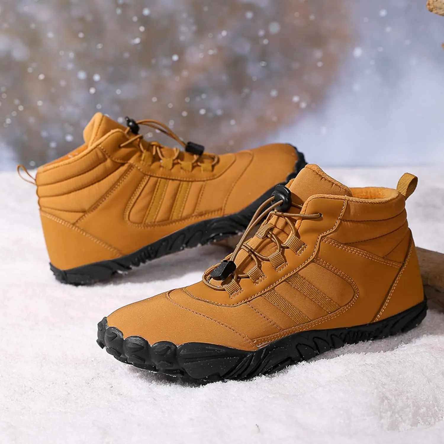 Barefoot Shoes Mens Womens Winter Warm Wide Toe Box Minimalist Zero Drop Outdoor Sole High-top Walking Shoes Snow Boots