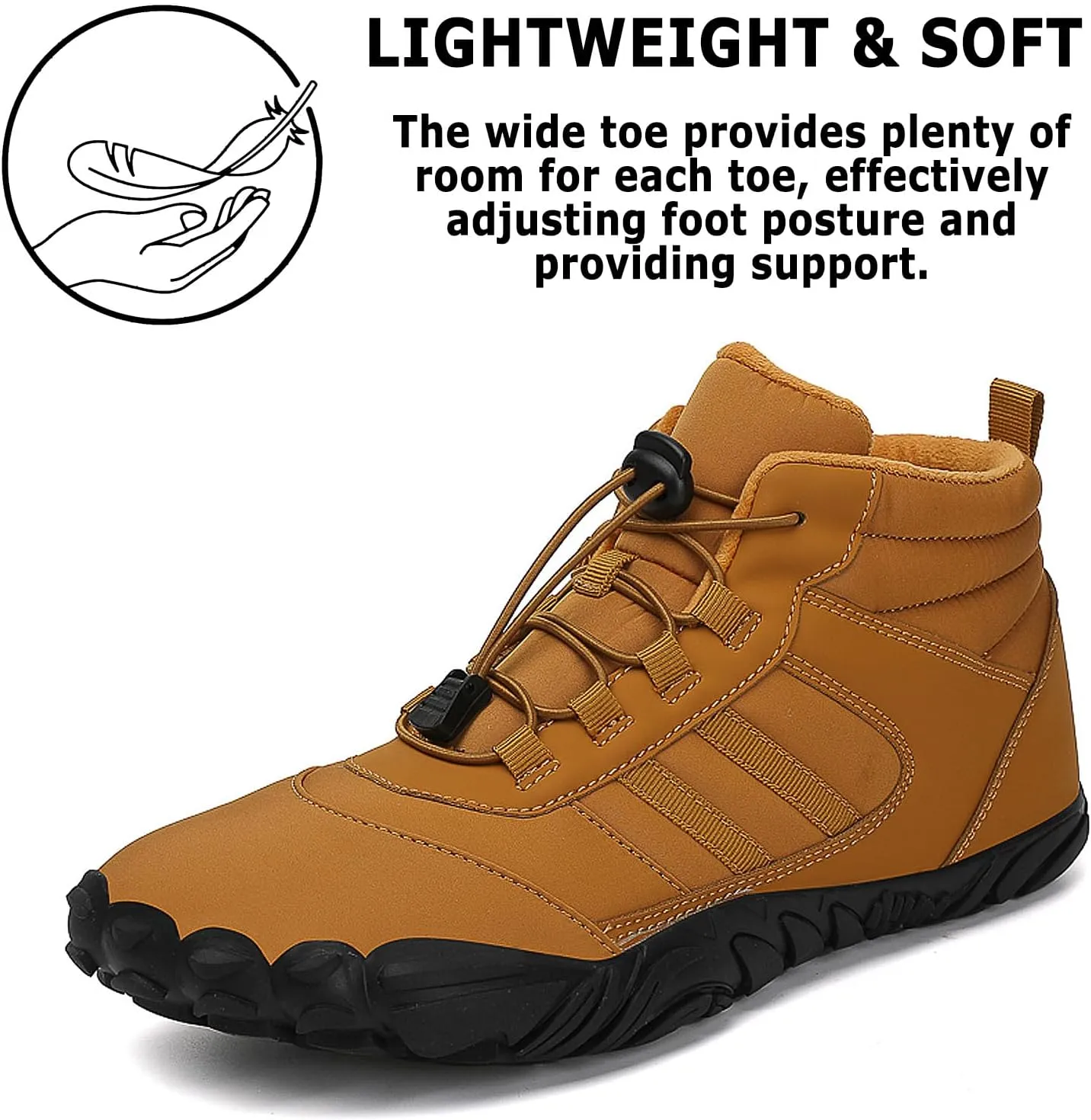 Barefoot Shoes Mens Womens Winter Warm Wide Toe Box Minimalist Zero Drop Outdoor Sole High-top Walking Shoes Snow Boots