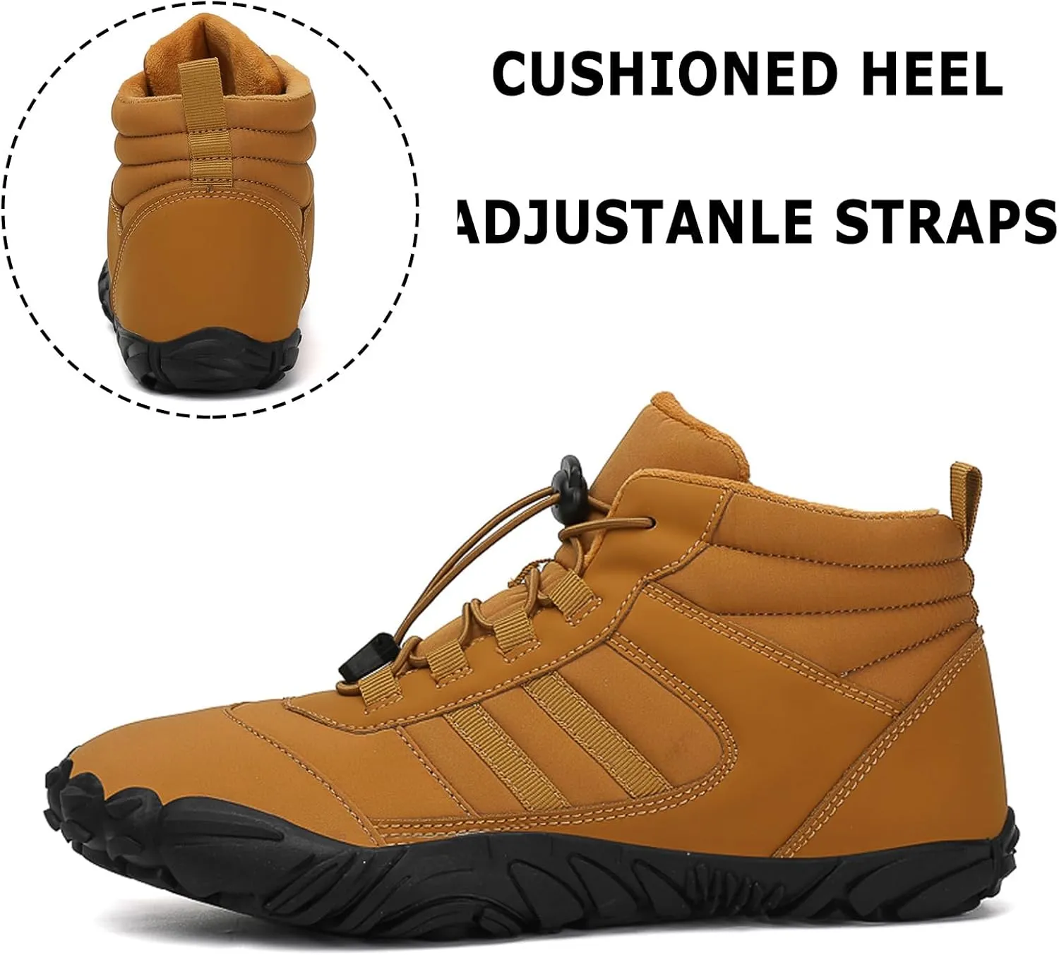 Barefoot Shoes Mens Womens Winter Warm Wide Toe Box Minimalist Zero Drop Outdoor Sole High-top Walking Shoes Snow Boots